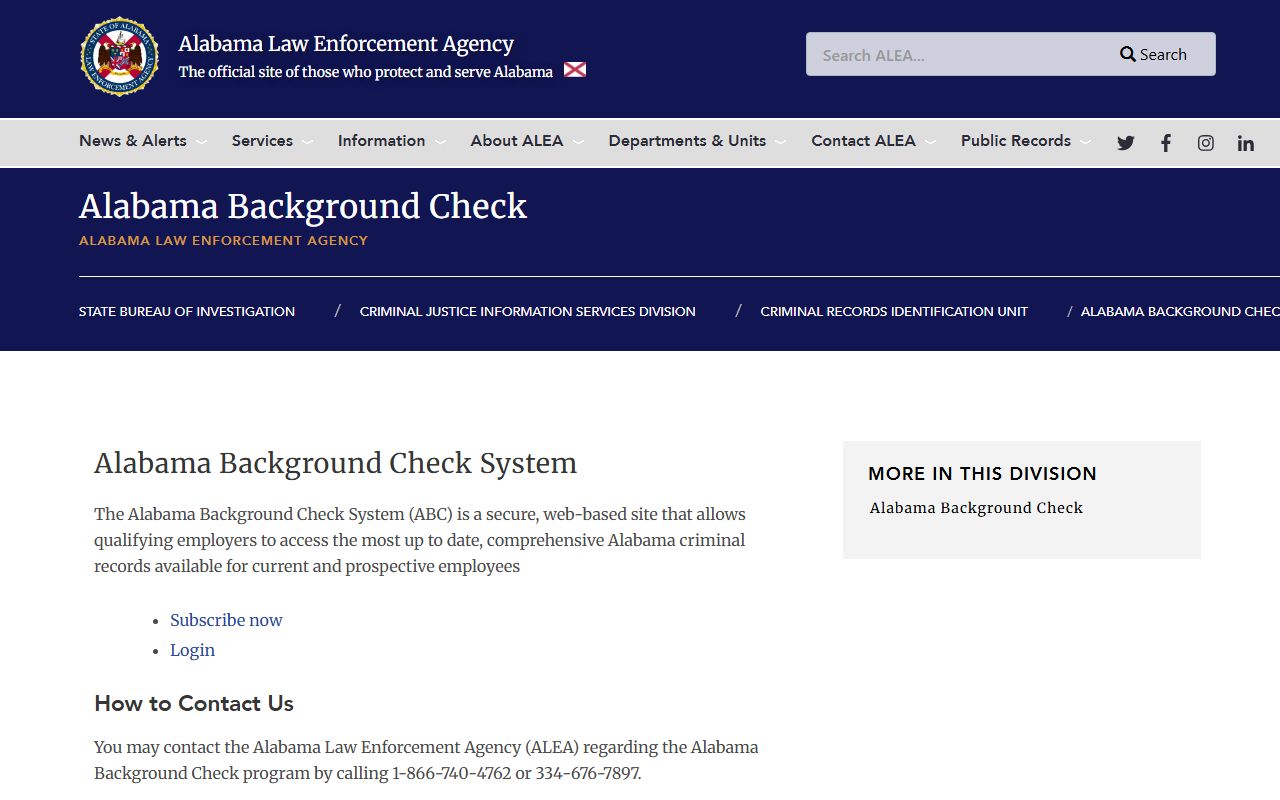 Bullock County arrest records ALEA criminal history request instructions