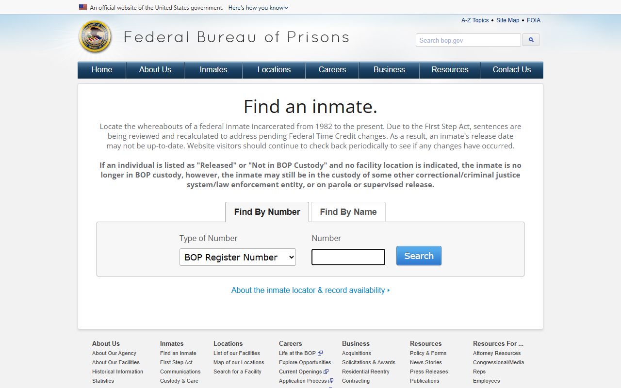 Federal BOP inmate locator for Bullock County residents in the federal inmate population